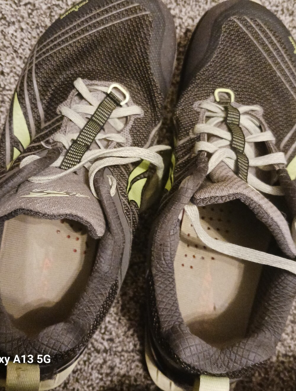 Gray And Lime Altra Trail running Shoes